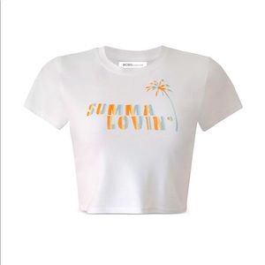 BCBGeneration Summer Love White Cropped Baby Tee